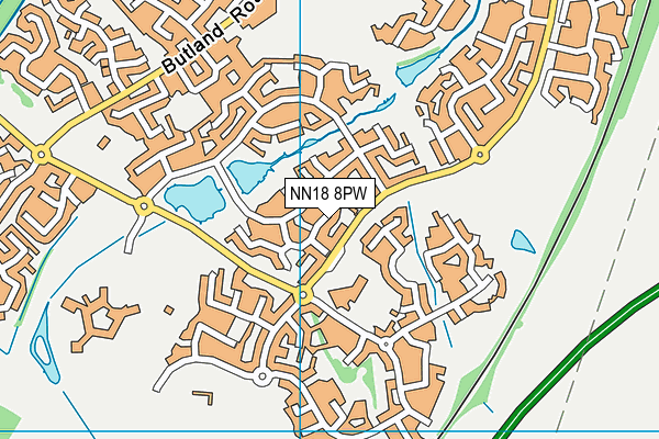 NN18 8PW map - OS VectorMap District (Ordnance Survey)