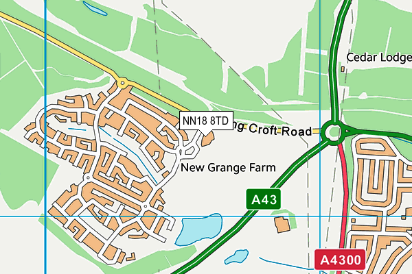 NN18 8TD map - OS VectorMap District (Ordnance Survey)