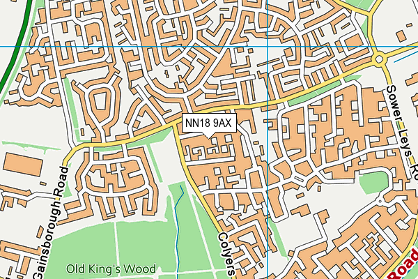 NN18 9AX map - OS VectorMap District (Ordnance Survey)