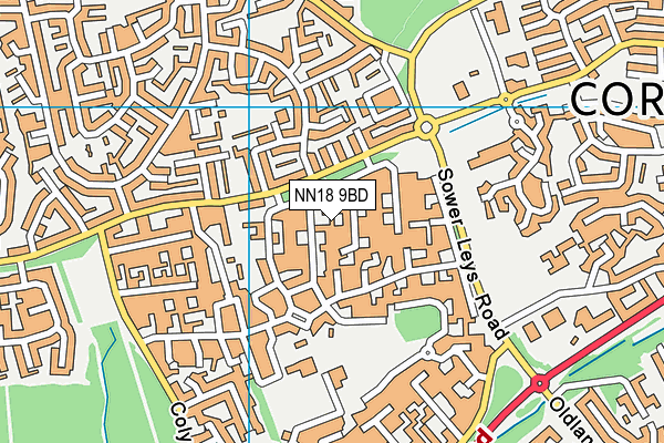 NN18 9BD map - OS VectorMap District (Ordnance Survey)