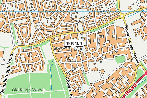 NN18 9BN map - OS VectorMap District (Ordnance Survey)