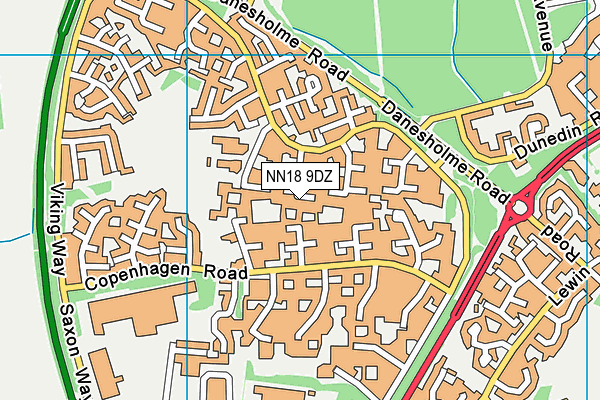 NN18 9DZ map - OS VectorMap District (Ordnance Survey)