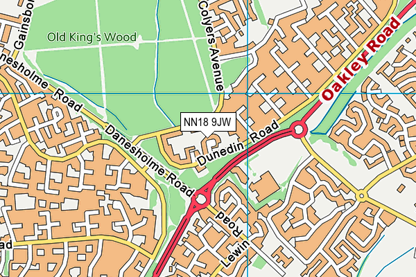 NN18 9JW map - OS VectorMap District (Ordnance Survey)