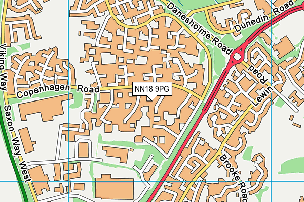 NN18 9PG map - OS VectorMap District (Ordnance Survey)