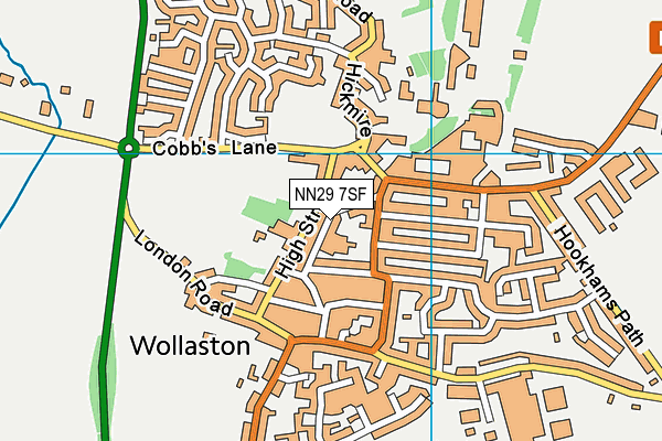 Wollaston Primary School map (NN29 7SF) - OS VectorMap District (Ordnance Survey)