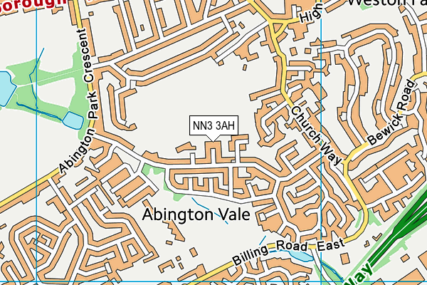 NN3 3AH map - OS VectorMap District (Ordnance Survey)