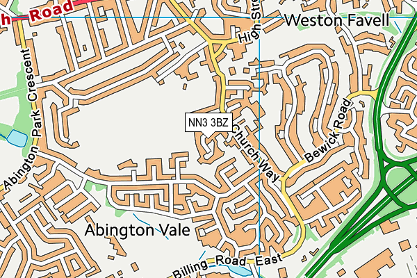 NN3 3BZ map - OS VectorMap District (Ordnance Survey)