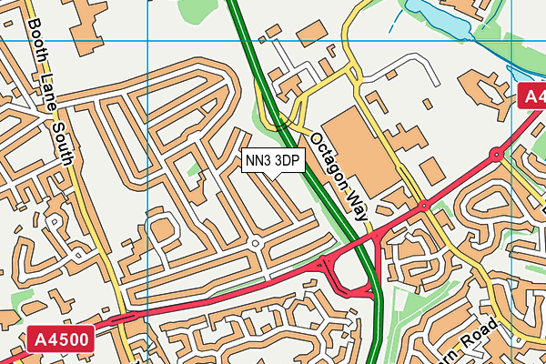 NN3 3DP map - OS VectorMap District (Ordnance Survey)
