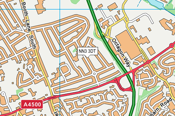 NN3 3DT map - OS VectorMap District (Ordnance Survey)