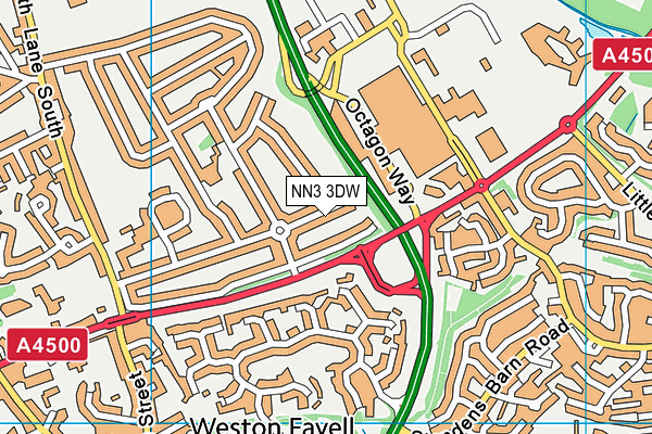 NN3 3DW map - OS VectorMap District (Ordnance Survey)