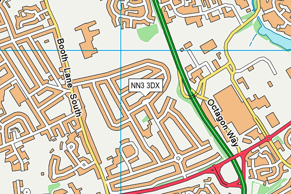NN3 3DX map - OS VectorMap District (Ordnance Survey)
