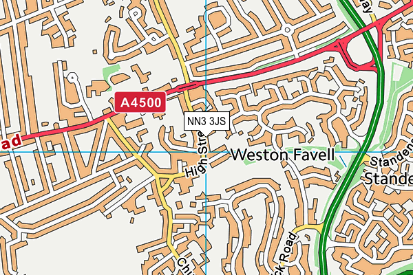 NN3 3JS map - OS VectorMap District (Ordnance Survey)