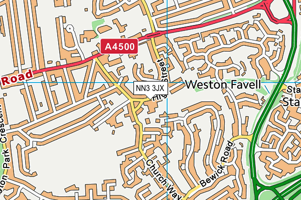 NN3 3JX map - OS VectorMap District (Ordnance Survey)