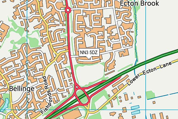 Ecton Brooke Playing Fields map (NN3 5DZ) - OS VectorMap District (Ordnance Survey)