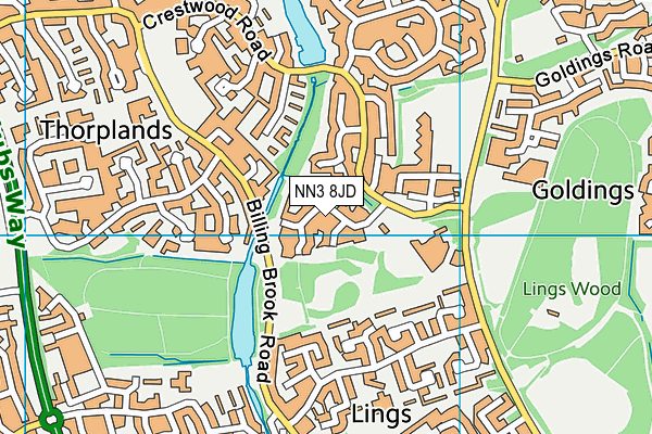 NN3 8JD map - OS VectorMap District (Ordnance Survey)