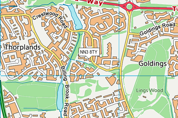 NN3 8TY map - OS VectorMap District (Ordnance Survey)