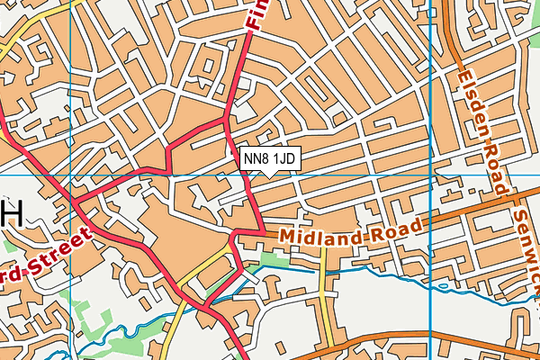 NN8 1JD map - OS VectorMap District (Ordnance Survey)