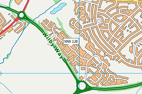 NN8 2JB map - OS VectorMap District (Ordnance Survey)