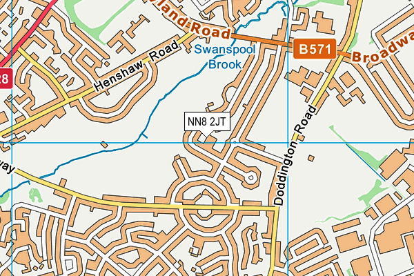 NN8 2JT map - OS VectorMap District (Ordnance Survey)