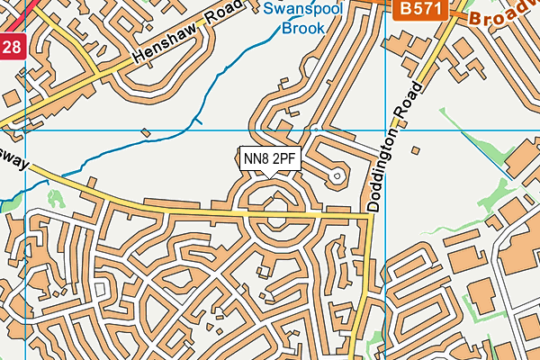 NN8 2PF map - OS VectorMap District (Ordnance Survey)