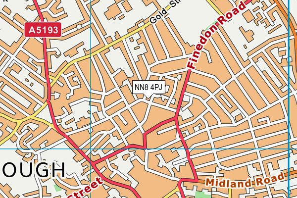 Wellingborough Working Mens Club (Closed) map (NN8 4PJ) - OS VectorMap District (Ordnance Survey)
