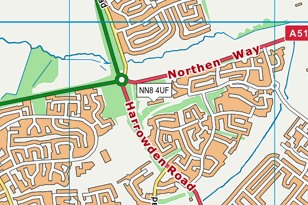 NN8 4UF map - OS VectorMap District (Ordnance Survey)