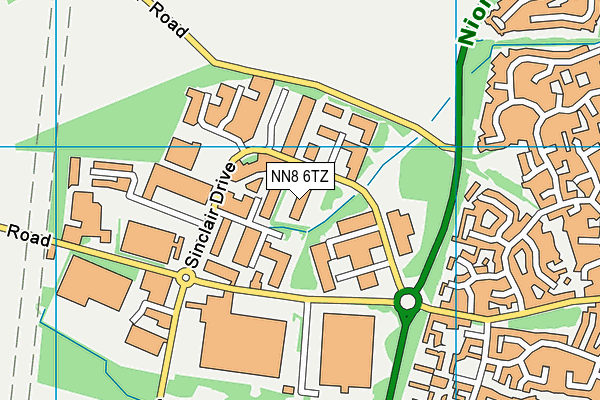 NN8 6TZ map - OS VectorMap District (Ordnance Survey)