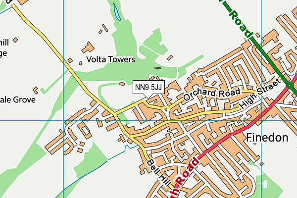 Finedon Dolben Cricket Club map (NN9 5JJ) - OS VectorMap District (Ordnance Survey)
