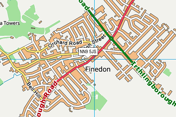 NN9 5JS map - OS VectorMap District (Ordnance Survey)