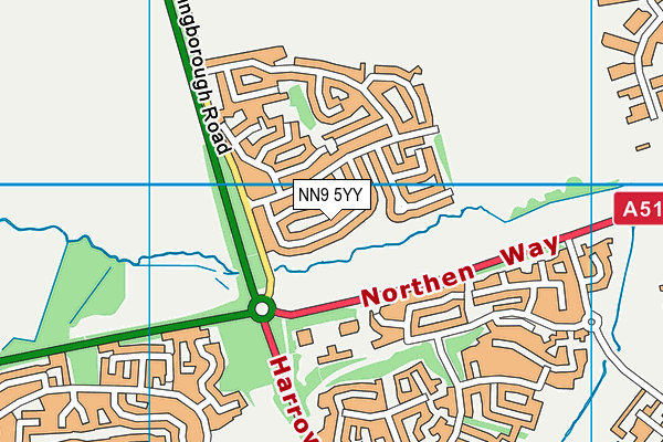 NN9 5YY map - OS VectorMap District (Ordnance Survey)