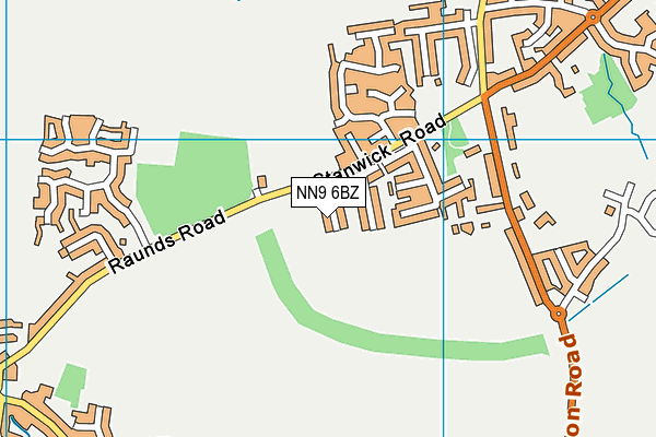 NN9 6BZ map - OS VectorMap District (Ordnance Survey)