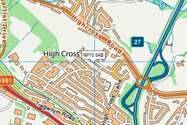 High Cross Primary map (NP10 9AB) - OS VectorMap District (Ordnance Survey)