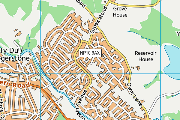 NP10 9AX map - OS VectorMap District (Ordnance Survey)