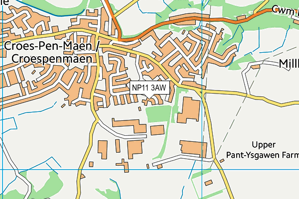 NP11 3AW map - OS VectorMap District (Ordnance Survey)