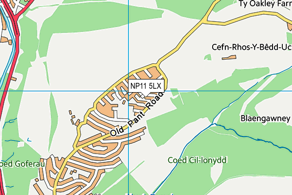 NP11 5LX map - OS VectorMap District (Ordnance Survey)