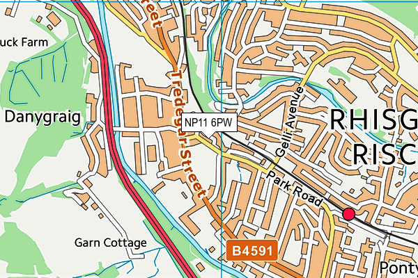 NP11 6PW map - OS VectorMap District (Ordnance Survey)