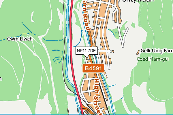 NP11 7DE map - OS VectorMap District (Ordnance Survey)