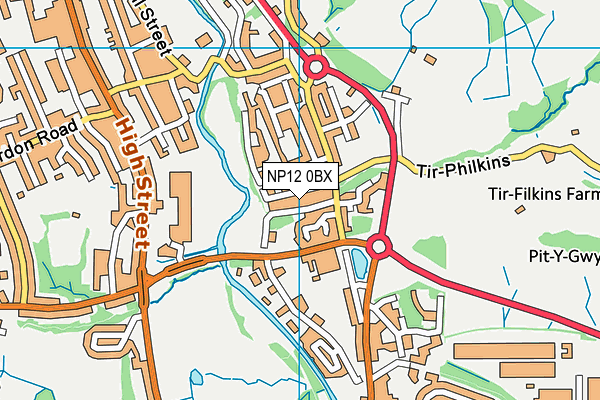 NP12 0BX map - OS VectorMap District (Ordnance Survey)