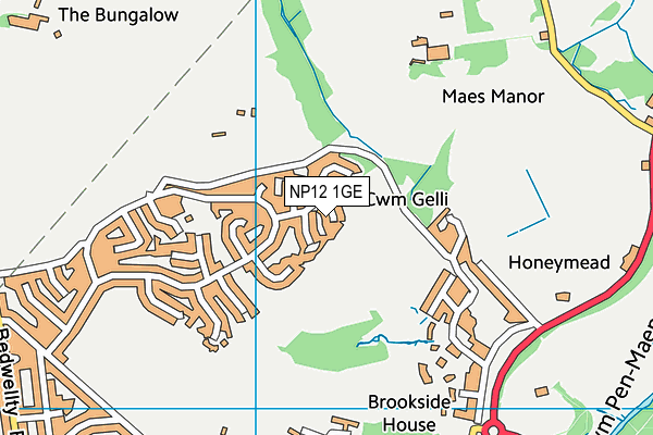 NP12 1GE map - OS VectorMap District (Ordnance Survey)