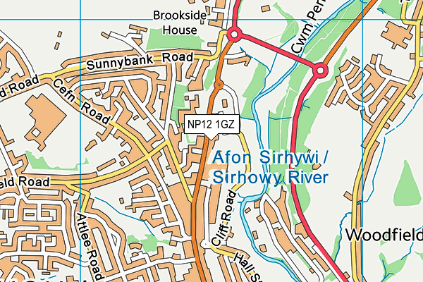 NP12 1GZ map - OS VectorMap District (Ordnance Survey)