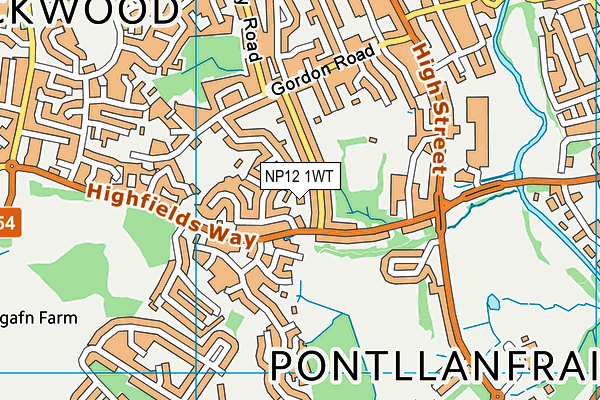 NP12 1WT map - OS VectorMap District (Ordnance Survey)