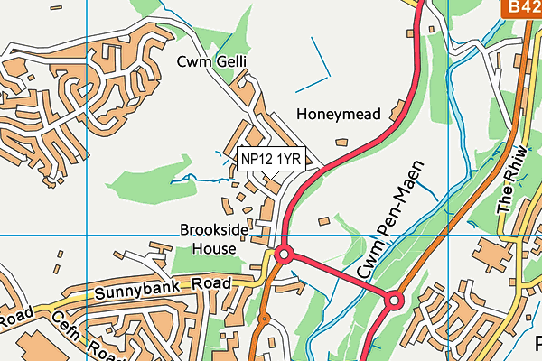 NP12 1YR map - OS VectorMap District (Ordnance Survey)