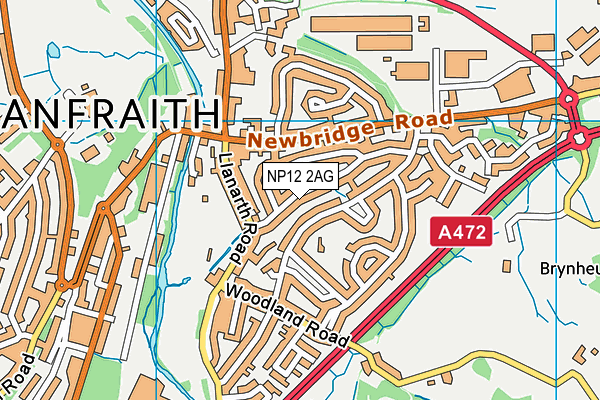 NP12 2AG map - OS VectorMap District (Ordnance Survey)