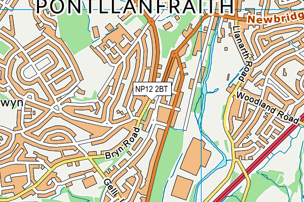 NP12 2BT map - OS VectorMap District (Ordnance Survey)