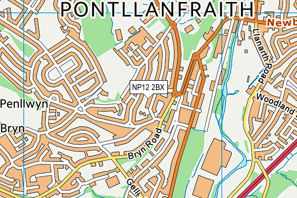 NP12 2BX map - OS VectorMap District (Ordnance Survey)