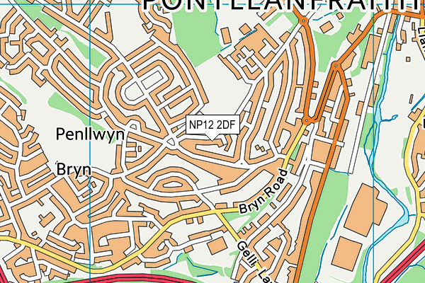 NP12 2DF map - OS VectorMap District (Ordnance Survey)