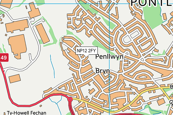 NP12 2FY map - OS VectorMap District (Ordnance Survey)