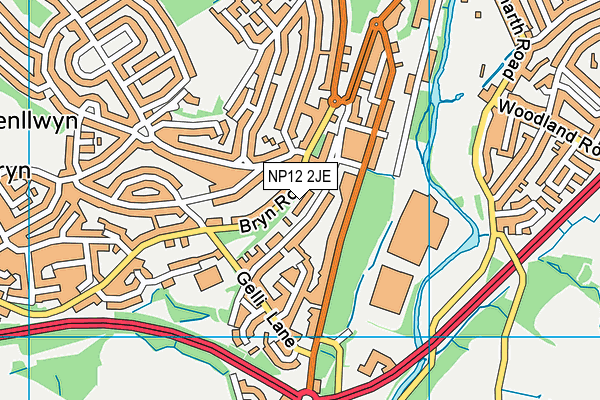 NP12 2JE map - OS VectorMap District (Ordnance Survey)
