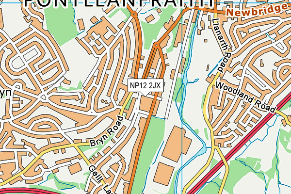 NP12 2JX map - OS VectorMap District (Ordnance Survey)