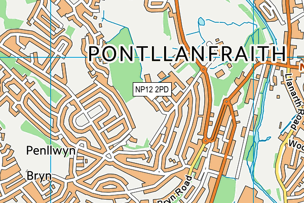 NP12 2PD map - OS VectorMap District (Ordnance Survey)